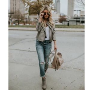 Gray bomber jacket